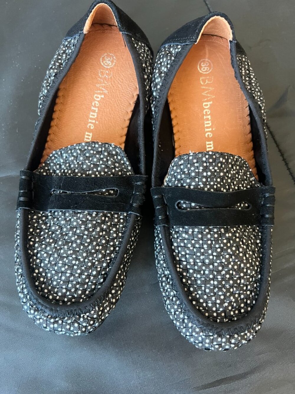 Bernie Mev Women's Penny Loafer size 5, black and white NWOB